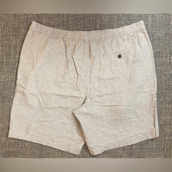 Cubavera Linen Blend Tan Shorts, Size XL, Elastic Drawstring Waist, Pockets - Picture 2 of 5